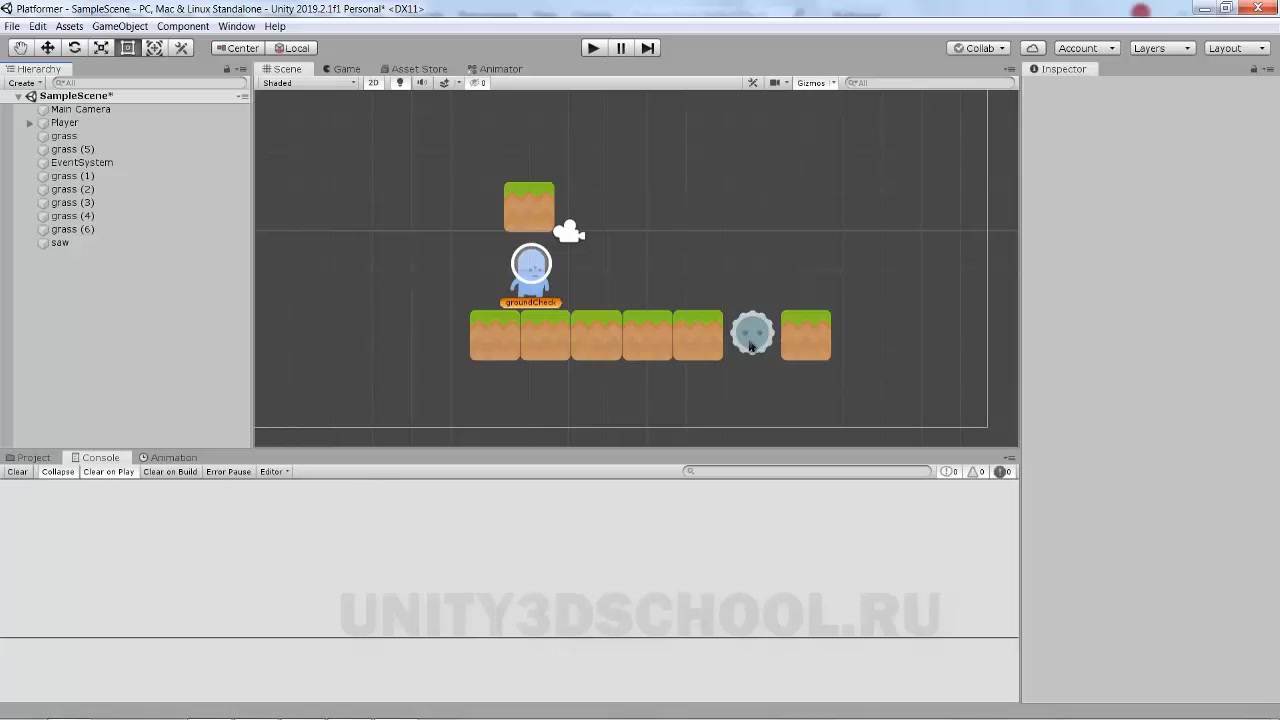 Unity3DSchool] Unity Базовый курс. 2D платформер с нуля (2020) - Урок 4.  Первый враг