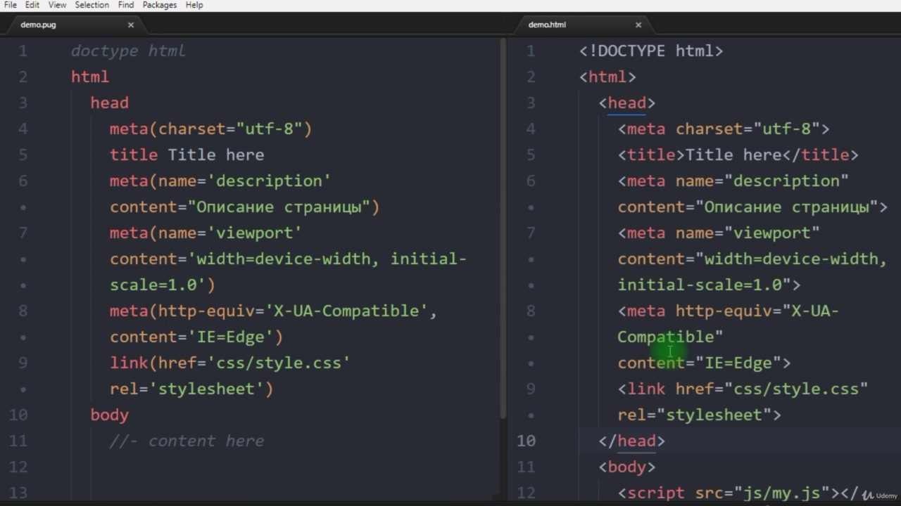 Udemy] Шаблонизатор Pug/jade. Современный ускоритель для HTML (2019) - 3.1  Работа с шаблонами. Создание родительских и дочерних шаблонов