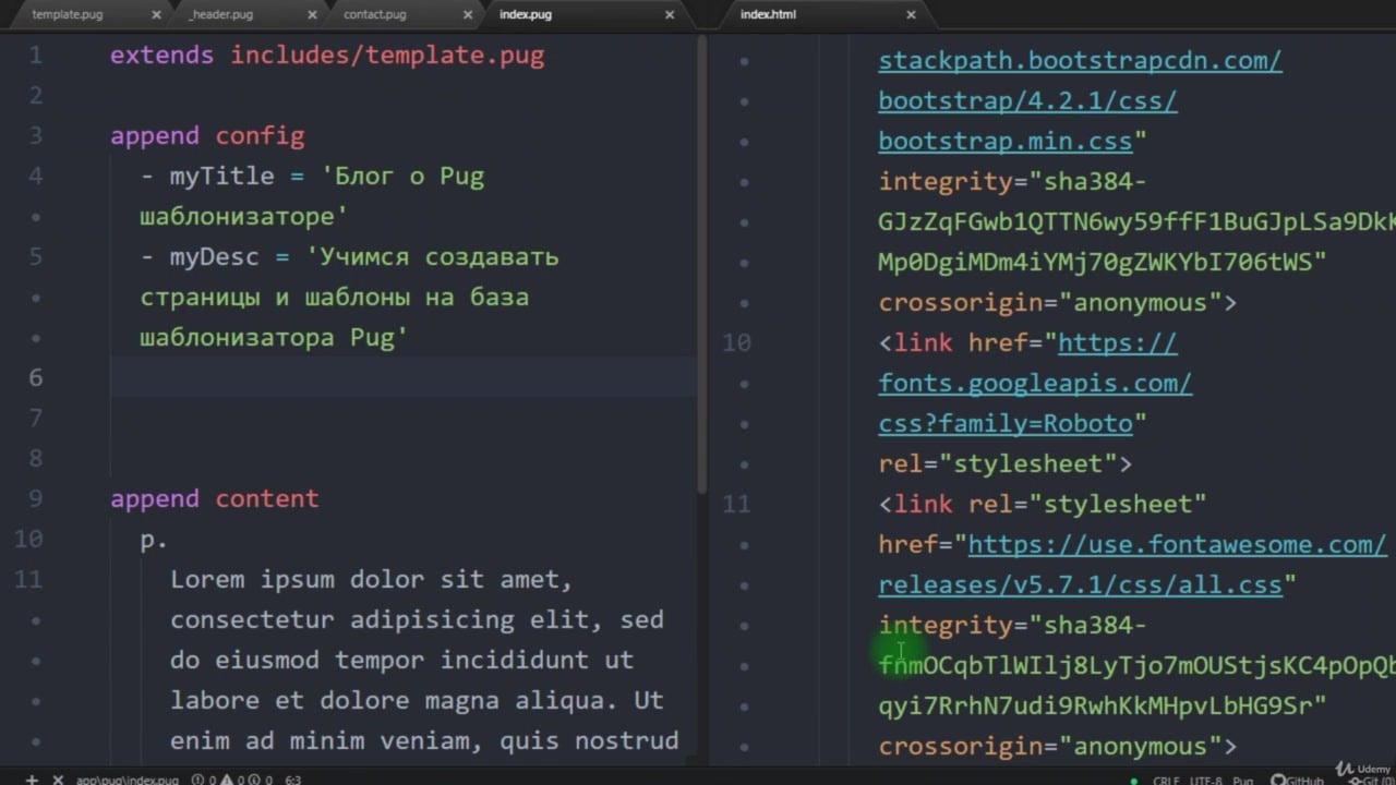 Udemy] Шаблонизатор Pug/jade. Современный ускоритель для HTML (2019) - 5.1  Продвинутые техники шаблонизатора Pug. Возможности JavaScript